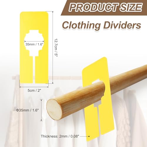 PATIKIL 16 Pcs Rectangle Clothes Dividers, 5 Inch Blank Clothing Rack Divider Sorting Clothes Size Reusable Wardrobe Hanger Separator with Pen, Yellow - color: Yellow