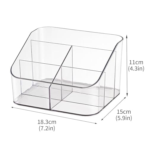 Remote Control Holder, Clear Plastic Remote Caddy for Desk and Nightstand Storage, Space-Saving Desk Organizer with See-Through Design for Living Room and Desk Accessories, 5 Compartments - size: 5 Slots