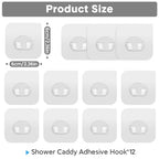 Shower Caddy Adhesive Replacement, Transparent Strong Adhesive Hooks, No Drilling, Waterproof, for Shower Caddy, Bathroom Storage Shelves and Kitchen Racks (Single*12pcs) - color: 12 Single