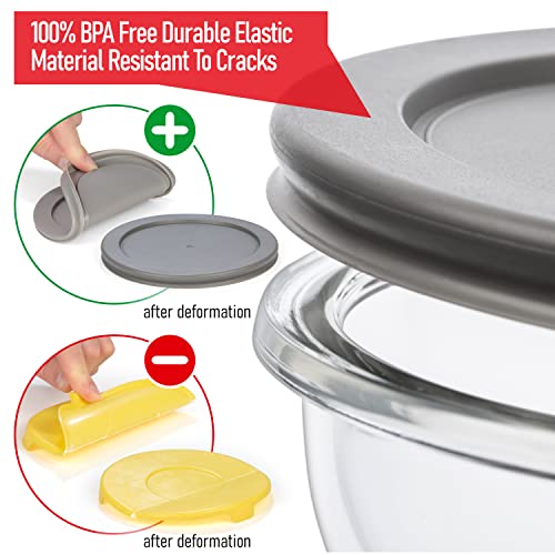 Set of 6 Stackable Space-Saving Nesting Glass Bowls with BPA Free Lids for Foodprep, Storage, Baking, Mixing & Cooking, Microwave Safe - Durable Inert Borosilicate Glass - color: 6 Mixing Bowls with PP Lids