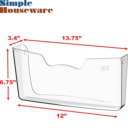 Simple Houseware Clear Single Pocket Wall Mount for Hanging File Holder, 3 Packs - color: Clear, size: 3 Pack