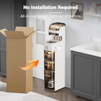 Waterproof Slim Bathroom Storage Cabinet, Narrow Plastic Drawers Organizer with Tissue Box and Wheels, Space Saver for Kitchen Laundry Room Bedroom