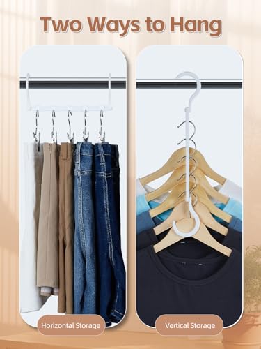 HOUSE DAY White Magic Plastic Hangers Space Saving Organizers and Storage Clothes Hanger Multi Hangers Sturdy Wardrobe Closet for Heavy Clothes, Dorm Room Bedroom Home RV Car Camper Essentials 20 Pack - color: White, size: 20 Pack
