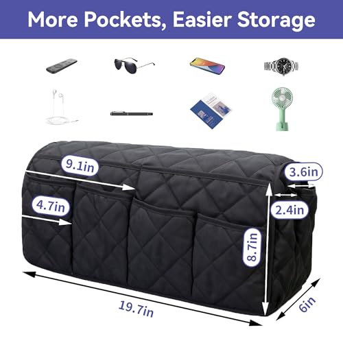 MEHIDFY Armchair Caddy, Waterproof Sofa Armrest Organizer, Non Slip Recliner Organizer, Remote Holder for Recline, Recliner Caddy with 14 Pockets Storage for TV Remote, Phone, Magazine (Black) - color: Black