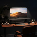 2-Tier Dual Monitor Riser with 6-Port Hub – 39.4" Extra Wide Solid Wood Plywood Desk Stand for Dual Monitors, 30w Fast Charging USB C/A Ports, Heavy Duty Desk Organizer, Black Wood Grain Finish