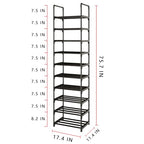 10 Tier Tall Shoe Rack Organizer 20-25 Pairs Shoe Tower Shelf,Metal Shoe Storage,Lager Shoe Storage for Closet Entryway(Black) - size: 10-Tier-Black