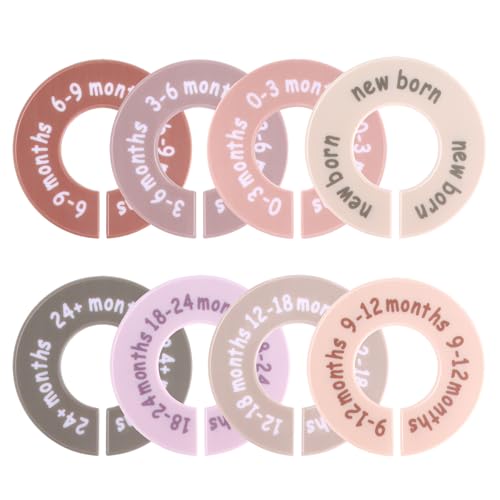 8pcs Baby Clothes Dividers for Closet, Plastic Nursery Closet Organizers Round Size Dividers for Newborn Toddler Age Labels Wardrobe Decor & Storage Outfit Solution