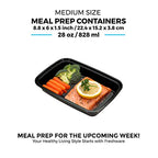Freshware Meal Prep Containers [15 Pack] 1 Compartment Food Storage Containers with Lids, Bento Box, BPA Free, Stackable, Microwave/Dishwasher/Freezer Safe (28 oz) Black - size: 1-COMP-28OZ-15PK