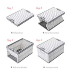 Collapsible Storage Bins with Lids 30L, Folding Plastic Stackable Utility Crates 2-Pack, Durable Containers for Home & Garage Organization - Oyster White - color: White