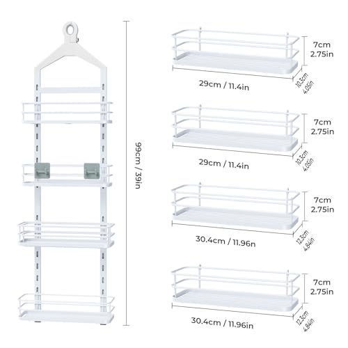 ODesign 4 Tier Height-Adjustable Shower Caddy Hanging Anti-Swing-Over The Shower Head Caddy-Storage Organizer Bathroom Shelves Basket-White - color: White, size: 4 Tier