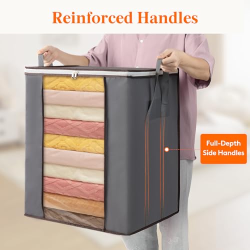 Lifewit 120L Extra Large Blanket Storage Bags, Foldable Comforter Storage with Reinforced Handles, Clothes Storage Containers for King Comforter, Bedding, Pillow, Sheet, Storage Bin with Lids 3 Pack - size: 120L