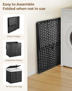 Greenstell Laundry Hamper with Lid, 125L Laundry Basket with 2 Removable Liner Bags & 2 Mesh Bags, Handwoven Synthetic Rattan Clothes Hamper for Clothes, Toys in Bathroom, Bedroom, Foldable, Black - color: Black, size: 125L (25.6 x 13.0 x 23.6 inches)