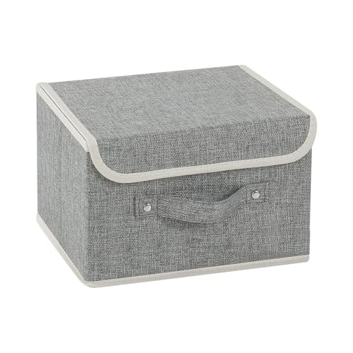 Storage Boxes, Collapsible Storage Bins with Lids, Cotton and linen cloth Storage Baskets with Handle, for Books, Closet, Bedroom, Home, 10.2x7.9x6.7 in, Grey - color: Grey, size: 10.2x7.9x6.7in(1-pack)