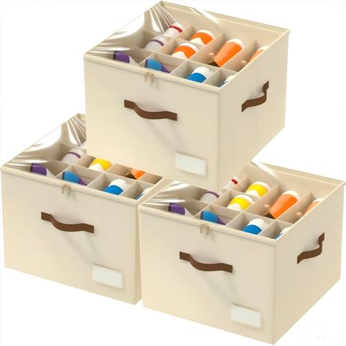 3 Pack Shoe Organizer for Closet, Foldable Shoe Storage Containers, Fits 24-48 Pairs, Shoe Storage Organizer Box Cubby Baskets Bins with Clear Cover and Reinforced Handles, Beige - color: 3Pack Beige
