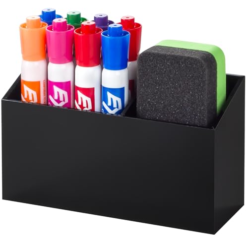 BEYGORM Magnetic Dry Erase Marker Holder for Whiteboard,Non-slip Acrylic Magnet Pen Holder for Fridge Refrigerator,Locker Organizer for Work,Locker Accessories,Pencil Cup for Desk(Black) - color: Black