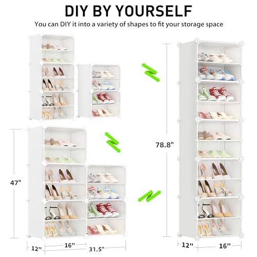 Shoe Storage,10 Tier Shoe Rack Organizer for Closet Shoe Cabinet with Door Shoe Shelves for Closet,Entryway,Hallway,Bedroom - color: Transparent Door-white, size: 20 Pairs - 10 Tier