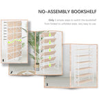 4NM Extra Wide 6 Tiers No Assembly Book Shelves, 61.8" H Folding Bookshelf Bookcase Open Industrial Foldable Shelves for Bedroom, Living Room, Home Office - Natural White - color: Natural White, size: Wide XX 6-Tier