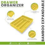 Utopia Kitchen Silverware Organizer, Bamboo Utensil Drawer Organizer for Cutlery, Utensils & Flatware (5 Compartment, Yellow) Pack of 1