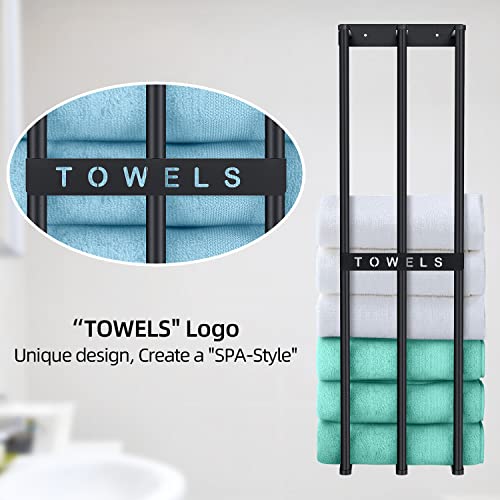 Towel Racks for Bathroom, 30 Inch Towel Rack for Rolled Towels, Wall Mounted Towel Rack for Small Bathroom, Modern Bath Towel Holder for Space Saving, Black - color: Black