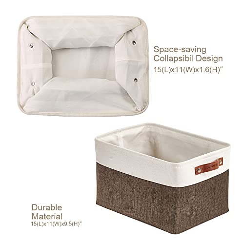 DECOMOMO Storage Bins, Large Fabric Storage Baskets for Shelves, Decorative Linen Closet Organizer, 15 x 11 x 9.5 inches (Brown & White, 4 Pack) - color: Brown and White, size: Large/4P