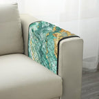 Green Gold Marble Print Sofa Arm Rest Cover Washable Armchair Slipcovers Stain Resistant Furniture Protectors 44x20 inch Couch Arm Protector - color: Green Gold Marble
