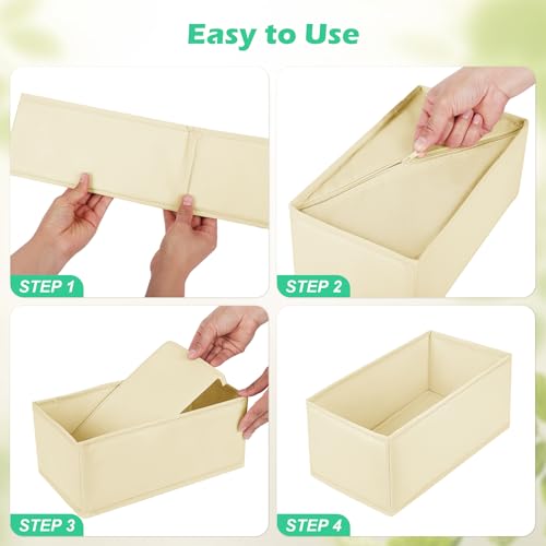 Drawer Clothing Organizer 16-Pack, Beige 3-Size Underwear Drawer Dividers, Fabric Folding Wardrobe Organizer for Baby Clothes, Bras, Underwear, Panties, Belts, Socks, Ties, etc. - color: Beige