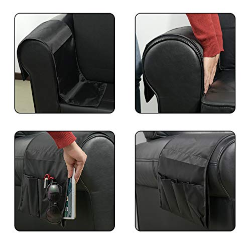 CM Sofa Armrest Organizer Couch Arm Chair Caddy Sofa Covers Remote Control Holder Magazine Notebook Storage Bag with 5 Pockets for Home Office Recliners Storage