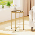 Garden 4 you Small Side Table, Gold Mini Round End Table, Tray Table with Metal Frame, Modern Nightstand for Living Room, Bedroom, Patio, Small Space, 1PCS - color: Gold, size: 1 PCS