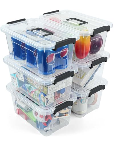 NUMIFUN Plastic Storage Bins with Lids 6 Pack Storage Organizer, 7 Quart Stackable Storage Bins with Buckle-Up Latches and Handle Storage totes easy for Home Office Pantry Organization, Clear Lids - color: Clear