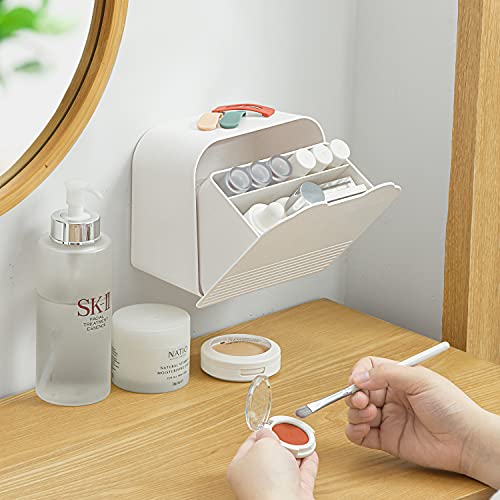 Wall Organizer Box Jar, Bathroom Vanity Storage Canister Holder for Cotton Swabs,Balls,Makeup Pads,Sponges,Bath Salts,Sanitary Napkins, Kitchen Office Bedroom Washroom,Pink - color: Pink, size: Medium