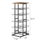 GILLAS 6 Tier with Wooden Top Water Bottle Storage with Wooden Tabletop,Metal Beverage Can Rack,Large Capacity Bottled Rack Water Bottle Holder Stand for Cabinet,Countertop Kitchen,Party,Black - size: 6 Tier With Wooden Top