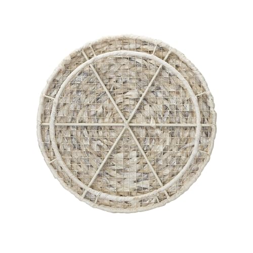 Household Essentials Handwoven Water Hyacinth Barrel Wicker Storage Basket Side Table, Cream Finish - color: Cream Water Hyacinth, style: Water Hyacinth