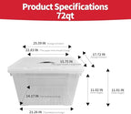 72 QT 4-Pack Heavy-Duty Stackable Clear Storage Bins with Lids - Premium Clear Plastic Organizing Containers for Home, Office, BPA-Free, Pull Handles and Secure Latches - style: 72 QT 4-Pack