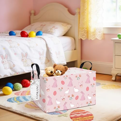 FANKANG Storage Bins,Nursery Hamper Canvas Laundry Basket Foldable with Waterproof PE Coating Storage Baskets for Boys and Girls, Office, Bedroom, Clothes,Toys(Rec-Rabbit ） - color: Rec-Rabbit