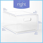 Plastic Food Storage 2 Pack Clear Container Bin with Handles for Organizing Kitchen, Pantry, Refrigerator, Freezer, Pantry, Cabinet, Closet, Bathroom 10”x8”x5” - size: 10x8x5