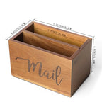 LBEMEY Mail Holder Storage Organizer Box,Acacia Wood Mail Organizer Countertop,Desktop Letters, Bills, Notes and Postcard Bin for Home Office Dorm Room