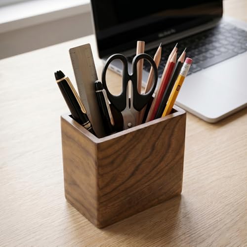 Remote Holder Hole-Free, Self-Adhesive Storage Wooden Box, Wall Mounted or Desk Mounted Container - size: Small