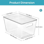 Vtopmart 6 Pack Clear Stackable Storage Bins with Lids, Large Plastic Containers with Handle for Pantry Organizer and Storage,Perfect for Bathroom,Cabinet,Kitchen,Fridge,Closet Organization - size: L( 11"L x 7.5"W x 6"H)