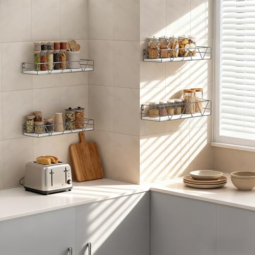 Amaoot Floating Shelves Set of 3, Home Wood Wall Shelf, Farmhouse Shelf for Bedroom, Wall Mounted Floating Shelf for Living Room, Bedroom, Bathroom, Kitchen, Office (Gray-4pcs) - color: Gray-4pcs