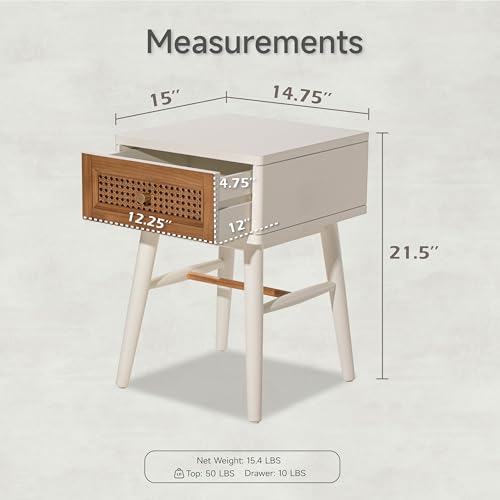 COZAYH Fully-Assembled Modern Farmhouse Clean-Lined Nightstand, End Table with 1 Drawer,Distressed White - color: Distressed White, style: 1 Drawer/1 pack