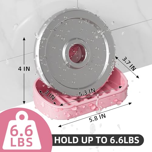 LEVERLOC Soap Dish Holder for Shower Suction Cup Wall Mounted Self Draining NO-Drilling Removable Bar Soap Sponge Holder for Bathroom Bathtub Kitchen Sink Waterproof Strong Vacuum Suction, Pink - style: 1 tier Pink
