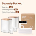 ComSaf 3.6 Qt Glass Food Storage Containers Set of 2, Large Storage Containers with Lids, Square Glass Jars with Lids, for Flour and Sugar, Cereal, Rice, Pasta, Oats, Coffee Beans - color: 3.6Qt-Square-2 Pack