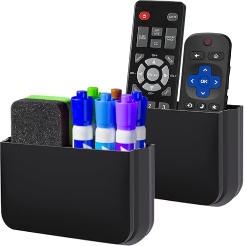 Freewindo Magnetic Remote Control Holder Wall Mount, 2 Pack TV Remote Holder Wall Mount, Magnetic Pen Holders for Refrigerator, Whiteboard Marker, Locker Organizer, Office Organizer (Black) - color: Black