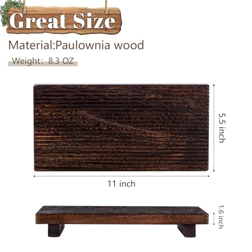 Bathroom Tray Farmhouse Decor Pedestal Stand Wood Riser Display Kitchen Accessories Soap Holder for Sink, Counter, Vanity, 11 * 5.5 Dark Brown - color: Drak Brown, size: 11" x 5.5" x 1.6"