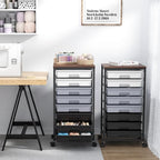SYKIARIOL Rolling Cart with Drawers,Utility Cart With 8 Drawers and Wooden Tabletop for Living Room,Classroom,Bedroom,Bathroom,Dorm,Office,Dark Grey - color: Gray