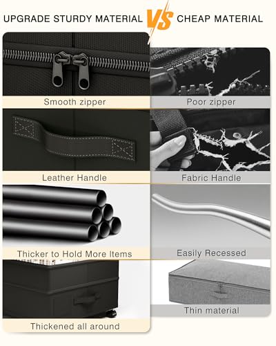 Under Bed Storage with Wheels,2Pack Underbed Shoe Storage Organizer,7.5-10.6 inchTall Adjustable Storage for Underbed with Lids,65L Extra large capacity for Clothes, Blankets,Shoes - size: 2pcs
