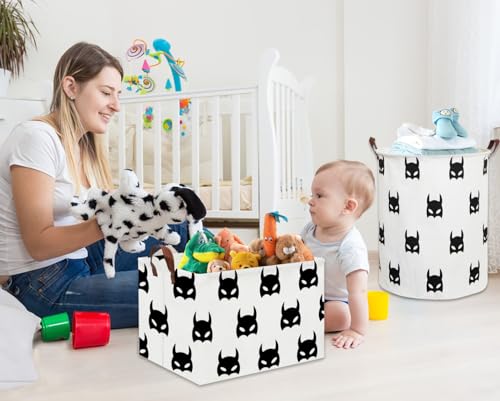 HIYAGON Batman Basket Kids Storage Basket Cute Basket Empty Toy Storage Bin Organizer Box Rectangular Room Decor for Home Books(Black bats) - color: Black bats