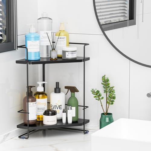 BOIVSHI Bathroom Organizer Countertop, 2-Tier Bathroom Organizers and Storage for Bathroom Countertop, Kitchen Counter, Corner Storage Shelf for Storage, Skincare, Perfume, Makeup (Black) - color: Black, size: 2-Tier