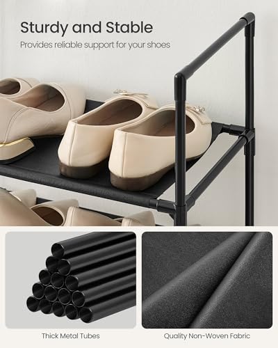SONGMICS Shoe Rack, 10-Tier Shoe Shelf, Shoe Storage Organizer, 11 x 32.7 x 68 Inches, Metal Frame, Non-Woven Fabric Shelves, for Entryway, Bedroom, Black ULSH110BH01 - color: Black, size: 11"D x 32.7"W