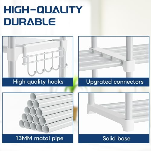 Mavivegue 10 Tiers Shoe Rack, Large Storage Space, 55-60 Pairs, White, Polypropylene - color: White, size: 3 Row 10 Tier